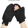imageCC Kids Faux Fur Sherpa Lined Convertible MittensBlack