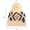 imageCC Mom and Baby Fur Pom Winter Fall Trendy Chunky Stretchy Cable Knit Beanie Hat SetAztec Beige