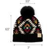imageCC Mom and Baby Fur Pom Winter Fall Trendy Chunky Stretchy Cable Knit Beanie Hat SetAztec Black