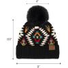 imageCC Mom and Baby Fur Pom Winter Fall Trendy Chunky Stretchy Cable Knit Beanie Hat SetAztec Black