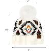 imageCC Mom and Baby Fur Pom Winter Fall Trendy Chunky Stretchy Cable Knit Beanie Hat SetAztec White
