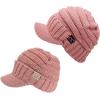 imageCC Mommy and Me Beanies Women Kids Toddler Infant Mom and Baby Matching Christmas Outfits Winter Visor BrimAdult  Toddler  Indi Pink