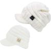 imageCC Mommy and Me Beanies Women Kids Toddler Infant Mom and Baby Matching Christmas Outfits Winter Visor BrimAdult  Toddler  Ivory