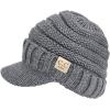 imageCC Mommy and Me Beanies Women Kids Toddler Infant Mom and Baby Matching Christmas Outfits Winter Visor BrimAdult  Toddler  Light Melange Grey