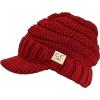 imageCC Mommy and Me Beanies Women Kids Toddler Infant Mom and Baby Matching Christmas Outfits Winter Visor BrimAdult  Toddler  Red