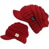 imageCC Mommy and Me Beanies Women Kids Toddler Infant Mom and Baby Matching Christmas Outfits Winter Visor BrimAdult  Toddler  Red