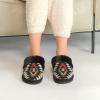 imageCC MultiOption Colorful SlipOn Slippers With Faux Fur Lining IndoorOutdoor House For WomenKnitted Aztec Pattern  Black