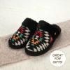 imageCC MultiOption Colorful SlipOn Slippers With Faux Fur Lining IndoorOutdoor House For WomenKnitted Aztec Pattern  Black