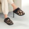 imageCC MultiOption Colorful SlipOn Slippers With Faux Fur Lining IndoorOutdoor House For WomenKnitted Leopard  Latte
