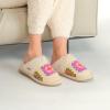 imageCC Pattern Knitted SlipOn Slippers With Faux Fur Lining IndoorOutdoor House For WomenCrochet Beige