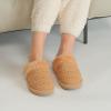 imageCC Pattern Knitted SlipOn Slippers With Faux Fur Lining IndoorOutdoor House For WomenRib Camel