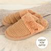 imageCC Pattern Knitted SlipOn Slippers With Faux Fur Lining IndoorOutdoor House For WomenRib Camel