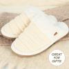 imageCC Pattern Knitted SlipOn Slippers With Faux Fur Lining IndoorOutdoor House For WomenRib Ivory