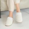 imageCC Pattern Knitted SlipOn Slippers With Faux Fur Lining IndoorOutdoor House For WomenRib Ivory