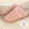 imageCC Pattern Knitted SlipOn Slippers With Faux Fur Lining IndoorOutdoor House For WomenRib Rose