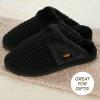 imageCC Pattern Knitted SlipOn Slippers With Faux Fur Lining IndoorOutdoor House For WomenWaffle Black