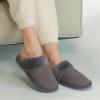 imageCC Pattern Knitted SlipOn Slippers With Faux Fur Lining IndoorOutdoor House For WomenWaffle Grey