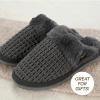 imageCC Pattern Knitted SlipOn Slippers With Faux Fur Lining IndoorOutdoor House For WomenWaffle Grey
