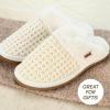 imageCC Pattern Knitted SlipOn Slippers With Faux Fur Lining IndoorOutdoor House For WomenWaffle Ivory