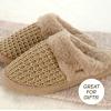 imageCC Pattern Knitted SlipOn Slippers With Faux Fur Lining IndoorOutdoor House For WomenWaffle Mocha