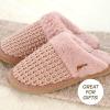 imageCC Pattern Knitted SlipOn Slippers With Faux Fur Lining IndoorOutdoor House For WomenWaffle Rose