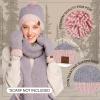 imageCC Sherpa Fleece Knit Beanie and Mittens Set Winter Accessories for Women Soft StretchyBeige