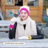 imageCC Sherpa Fleece Knit Beanie and Mittens Set Winter Accessories for Women Soft StretchyBeige