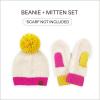 imageCC Sherpa Fleece Knit Beanie and Mittens Set Winter Accessories for Women Soft StretchyBeige