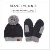 imageCC Sherpa Fleece Knit Beanie and Mittens Set Winter Accessories for Women Soft StretchyBlack