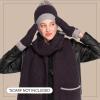 imageCC Sherpa Fleece Knit Beanie and Mittens Set Winter Accessories for Women Soft StretchyBlack
