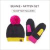 imageCC Sherpa Fleece Knit Beanie and Mittens Set Winter Accessories for Women Soft StretchyBlack Multi