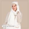 imageCC Sherpa Fleece Knit Beanie and Mittens Set Winter Accessories for Women Soft StretchyIvory