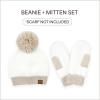 imageCC Sherpa Fleece Knit Beanie and Mittens Set Winter Accessories for Women Soft StretchyIvory