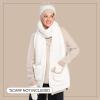 imageCC Sherpa Fleece Knit Beanie and Mittens Set Winter Accessories for Women Soft StretchyIvory