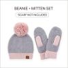 imageCC Sherpa Fleece Knit Beanie and Mittens Set Winter Accessories for Women Soft StretchyLt Mel Grey