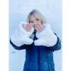 imageCC Soft Faux Fur Fuzzy Lined Flip Up Down Top Fingerless Mitten Gloves Solid Beige