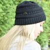imageCC Soft Stretch Cable Knit Side Epoxy Button for Mask Beanie SkullyBeige