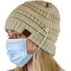imageCC Soft Stretch Cable Knit Side Epoxy Button for Mask Beanie SkullyBeige