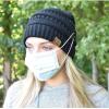 imageCC Soft Stretch Cable Knit Side Epoxy Button for Mask Beanie SkullyBeige