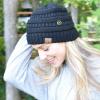 imageCC Soft Stretch Cable Knit Side Epoxy Button for Mask Beanie SkullyBeige
