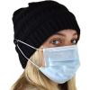 imageCC Soft Stretch Cable Knit Side Epoxy Button for Mask Beanie SkullyBlack