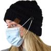 imageCC Soft Stretch Cable Knit Side Epoxy Button for Mask Beanie SkullyBlack