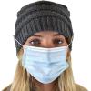 imageCC Soft Stretch Cable Knit Side Epoxy Button for Mask Beanie SkullyDark Melange Gray