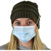 imageCC Soft Stretch Cable Knit Side Epoxy Button for Mask Beanie SkullyDark Olive