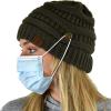 imageCC Soft Stretch Cable Knit Side Epoxy Button for Mask Beanie SkullyDark Olive