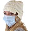 imageCC Soft Stretch Cable Knit Side Epoxy Button for Mask Beanie SkullyIvory