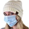 imageCC Soft Stretch Cable Knit Side Epoxy Button for Mask Beanie SkullyIvory