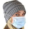 imageCC Soft Stretch Cable Knit Side Epoxy Button for Mask Beanie SkullyLight Melange Gray