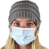 imageCC Soft Stretch Cable Knit Side Epoxy Button for Mask Beanie SkullyLight Melange Gray