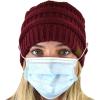 imageCC Soft Stretch Cable Knit Side Epoxy Button for Mask Beanie SkullyMaroon